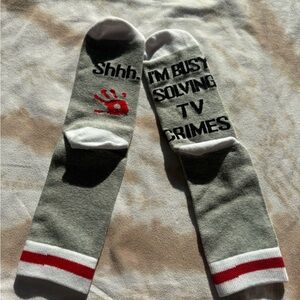Gray and White Novelty Socks